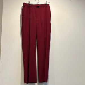 Zara Burgundy High Waisted Wide Leg Trouser Pants Old Money S